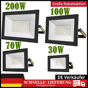 LED Fluter Bewegungsmelder 30/50/70/200W Außen Strahler Lampen Scheinwerfer IP67 - Bild 1 von 29