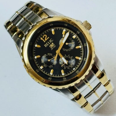 Relic Wet 40mm Men's Two Tone Multifunction Black Dial Watch Bracelet ZR15490 - Image 1 of 4