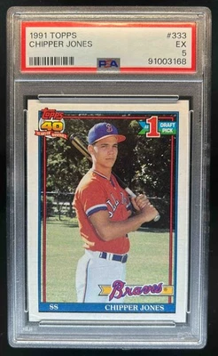 Topps Chipper Jones Rookie RC #333 1991 Braves PSA 5 Foto 1 de 2