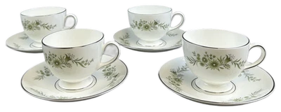 Juego de 4 tazas y platillos Wedgwood Westbury en forma de hueso de café China Inglaterra Foto 1 de 4