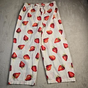 Victorias Secret Pajama Pants Womens Large Strawberries Cropped Comfy Lounge - Picture 1 of 11