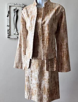Y2K Vintage Cynthia Rowley Two Piece Gold Women’s Dress Suit Jacket Size 8 10 - Image 1 of 4