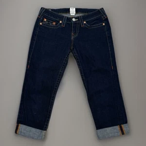 Jeans True Religion Lizzy Capri con polsini lavaggio scuro cuciture arancioni taglia 29 - Foto 1 di 9