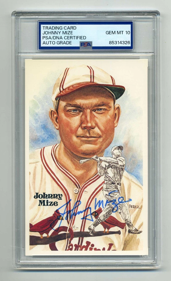 SUPERB JOHNNY MIZE GEM MINT 10 PSA/DNA SIGNED  PEREZ STEELE POST CARD - Image 1 of 1