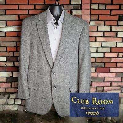 Chaqueta Blazer Club Room Para Hombre 48L Gris Cabello Camel Foto 1 de 4