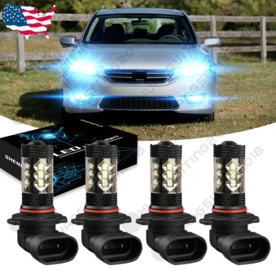 4X 8000K Ice Blue Combo 9005+9006 LED Headlight Low Beam Bulbs Kits Fog light WG - Image 1 of 4