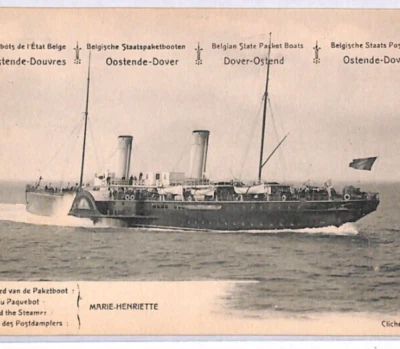 BELGIUM-GB PAQUEBOT Stationery 5c Postcard OSTENDE-DOVER Advert SHIPS YT280 - Image 1 of 4