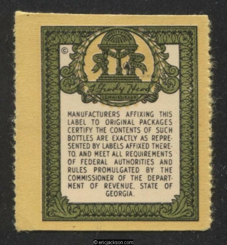 GEORGIA Liquor Seal Tax Revenue Stamp SRS GA LS1 mint, VF - Image 1 of 1
