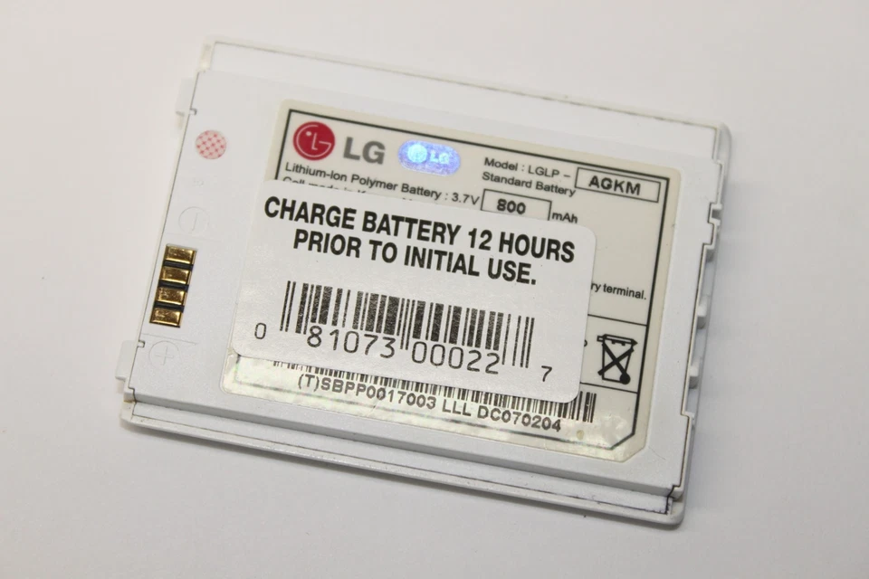 Batería de polímero de iones de litio de repuesto LG LGLP-AGKM 3,7 V 800 mAh para VX8500 blanca Foto 1 de 2