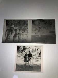 Lote 3 Negativos Fotográficos Años 40 Parejas Exterior Hombre Mujer Sombrero Armario - Imagen 1 de 11