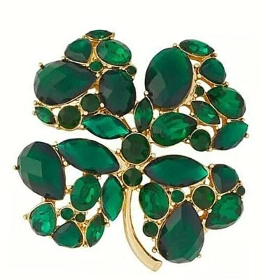 Broche prendedor Napier Clover día de San Patricio buena suerte trébol tono dorado verde NUEVO Foto 1 de 2