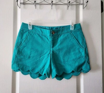 Pantalones Cortos Lilly Pulitzer Verde Buttercup Dobladillo Vieira Con Bolsillos Botón Dorado Talla 00 Foto 1 de 4