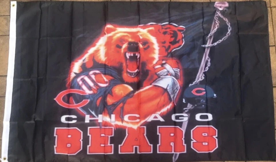 Bandera de fanático del fútbol americano de los Chicago Bears 3’ X 5’ decoración de abanico hombre cueva fan regalo Foto 1 de 1
