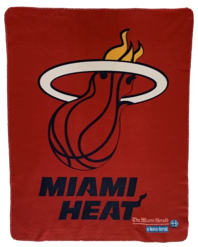 Vtg Miami Heat Logo Promo Soft Throw Blanket Wall Decor Man Cave Sports 61"x47" Cover