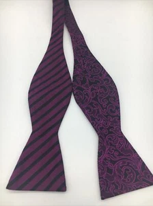 NWT Croft & Barrow Silk Blend Bowtie Self Tie Purple Black - Picture 1 of 3