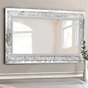 1.2m Extra Large Diamond Crush Crystal Wall Mirror Full Body Silver Bling Mirror - Picture 1 of 16