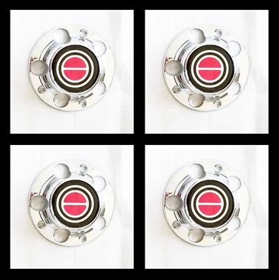 4PCS OF 1980-1996 FORD F150 BRONCO VAN CHROME CENTER CAPS HUBS SET BLACK CENTER  - Image 1 of 3