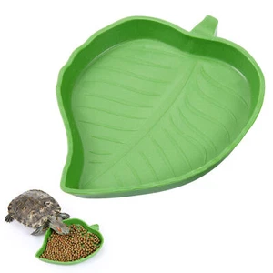 Reptile Feeding Dish Terrarium Vivarium Turtle Lizard Leaf Shape Food Water Bowl - Picture 1 of 11