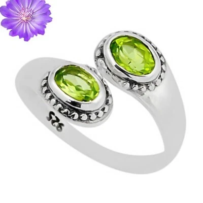 Green Peridot Gemstone 925 Sterling Silver Ring Handmade Jewelry Ring For Gift - Image 1 of 4