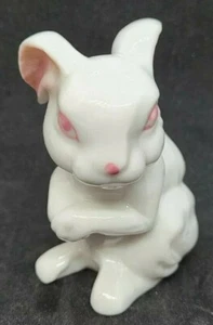 Miniature White Bunny/ Rabbit with Pink Eyes and Ears, looks mischievous - Picture 1 of 8
