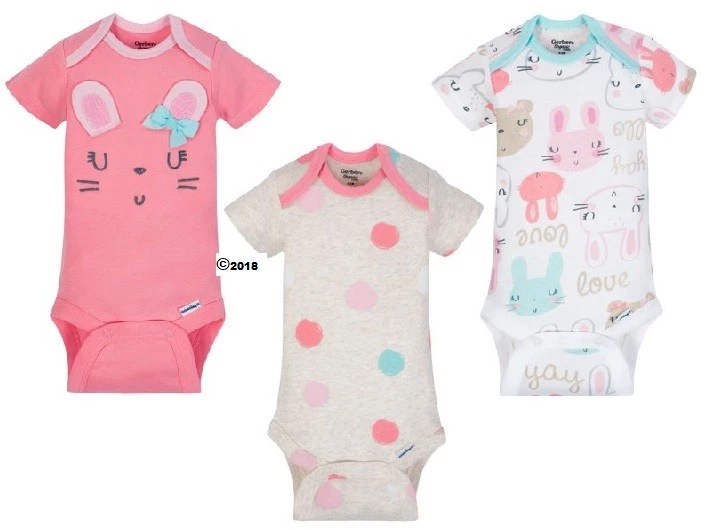 Gerber Certified Oeko-tek Organic Cotton 3 Pack Onsies Preemie