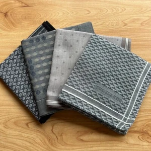 LOT OF 4 HANDKERCHIEF MEN'S VINTAGE ART POLKA DOT PLAIN POCKET SQUARE COTTON 17" - Picture 1 of 9