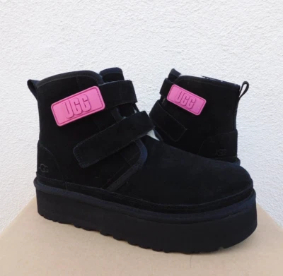 UGG BLACK NEUMEL PLATFORM STRAP ANKLE BOOTS, YOUTH 6 FITS WOMEN US 8/ 39 ~NEW - Image 1 of 4