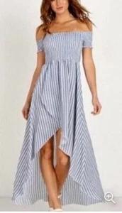 Nuevo Maxi Vestido Show Me Your Mumu Talla S Calzoncillo Hombro Descubierto Willa Alto-Bajo Rayas EC - Imagen 1 de 8