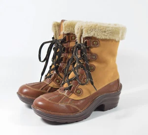 Bionica Rosemount Honey Whiskey Leather Faux Shearling Winter Boots Sz 6.5 - Picture 1 of 5