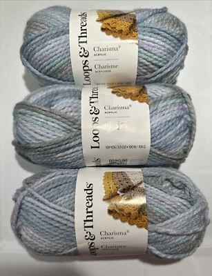 LOT of 3 CHARISMA in RAINY DAY MULTI 109yds 3.5oz Loops & Threads OEKO-TEX - Image 1 of 4