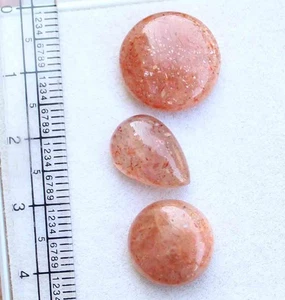 GEMAS SUELTAS CABUJÓN REDONDO PIEDRA SOLAR DORADA INTERMITENTE NATURAL 17,8 quilates 15,5 mm 3 piezas - Imagen 1 de 4