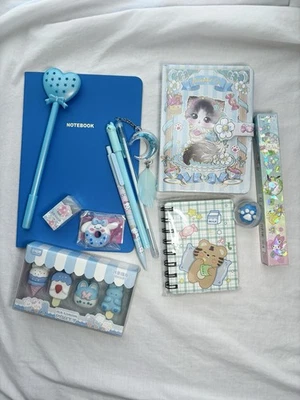 NEW Blue Kitty Themed Stationery Journaling Set || Kawaii School Supplies - Image 1 of 4