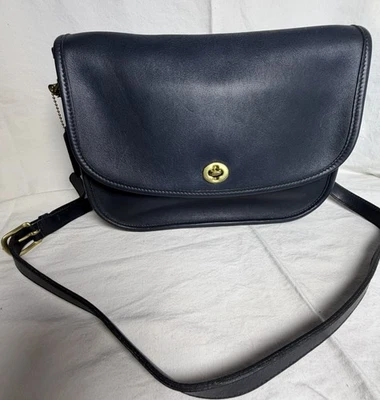 Bolso Bandolera COACH Vintage City Bag Cuero Curtido Bolso de Mano 9790 Azul Marino EE. UU. Foto 1 de 4