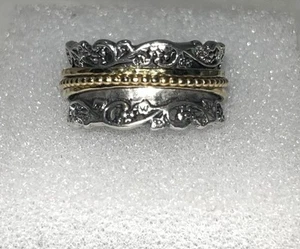 Or Paz Sterling Silver Floral Lace Design Spinner Ring Size 7 - Picture 1 of 7