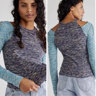 Camisa Top Free People Fuera de Control Para Mujer Pequeña Azul Hombro Frío Informal Foto 1 de 4