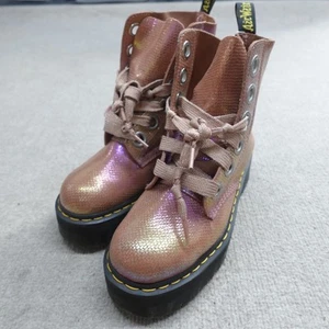 Dr. Martens Boots Womens 7 Pink 6 Eye Molly Chunky Platform - Picture 1 of 13