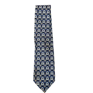 Stafford Executive Mens Tie 100% Silk Blue Geometrical Wide Classic NeckTie - Picture 1 of 8