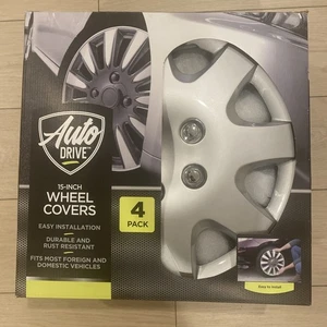 NEW Auto Drive 15-Inch Wheel Covers - 4 Pack Rust-Resistant KT1011-15S/CHR - Picture 1 of 5