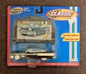1958 Pontiac Bonneville 1:43 Road Champs diecast car black convertible 69000 - Picture 1 of 2