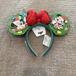 Disney Mickey Minnie Loungefly Glow in the Dark Holiday Ear Headband NWT - Picture 1 of 6