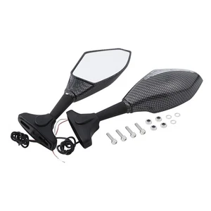 Carbon Fiber Mirrors w/ LED Turn Signal Lens For Kawasaki Ninja ZX6R ZX10R 04-11 - Picture 1 of 11