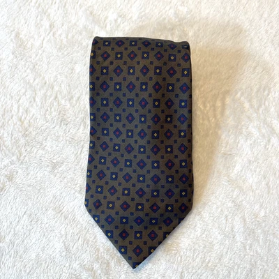 Corbata Fendi Roma vintage verde oliva hecha en Italia pura seda Foto 1 de 4