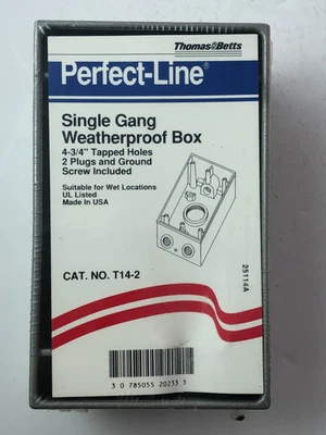 Perfect-Line Single Gang Weatherproof Box 4-3/4" Tapped Holes No.T14-2 - Image 1 of 4