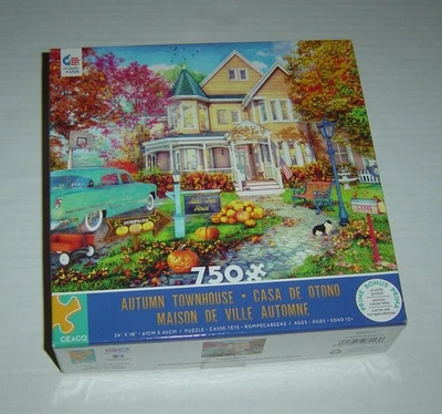 Quebra-cabeça Ceaco Fall Leaves "Autumn Townhouse" 750 peças + pôster, completo! - Imagem 1 de 3