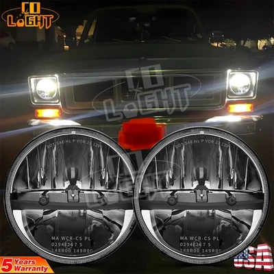 Par de faros LED redondos 130W negros 7" alto/bajo para camioneta GMC C15/C1500 1973-1979 Foto 1 de 4