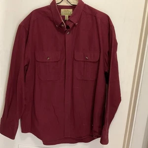 Cabelas Mens Deerskin Soft Chamois Button Flannel Shirt Size L Hunting Wine Red - Picture 1 of 5