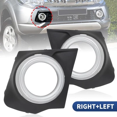 Bumper Front Fog Light Cover Bezel Pair For Mitsubishi L200 Triton 2015-18 MQ MR - Image 1 of 4