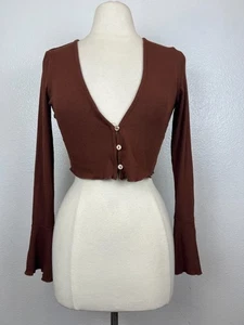 Free People Intimate Soul Mate Lounge geripptes braunes Crop Top Gr. M - Bild 1 von 7