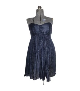 Express Y2K Black Zebra Burnout Babydoll Dress Empire Silk Blend Party 12 Volup - Picture 1 of 19