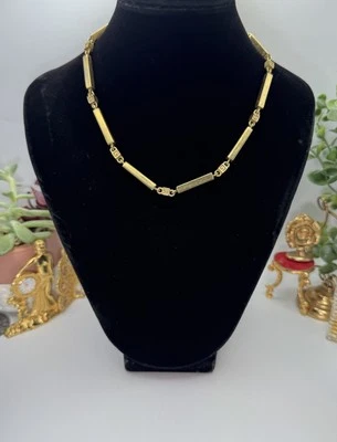 Collar Givenchy Vintage Tono Dorado Barra Rectángulo Logo Eslabones 18" Ajustable GG Foto 1 de 4